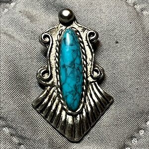Silver tone and Turquoise style bolo clip